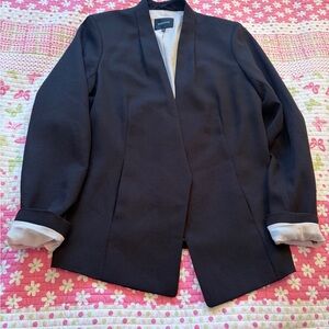 Babaton Sleek Black Modern Blazer-No collar-No Button-Asymmetric Front-Size 10